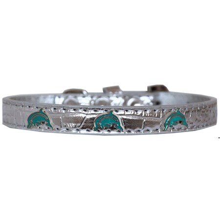 Mirage Pet Products Dolphin Widget Croc Dog CollarSilver Size 20 720-20 SVC20